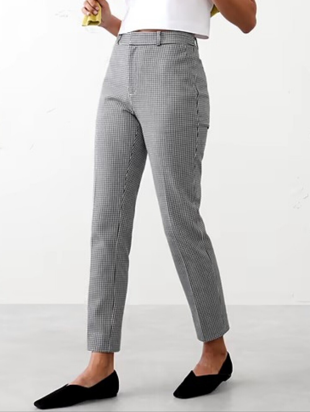 Banana Republic Sloan Pants Size 4 black and white gingham check Ankle Career